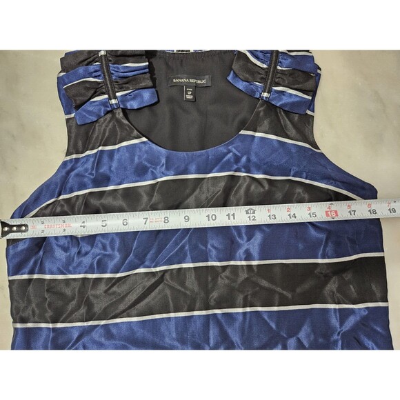 Banana Republic Petite 12P Striped Sleeveless Dress Blue Black Made in Turkey - Picture 5 of 8